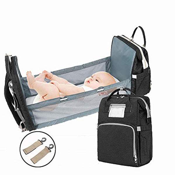 Fold-n-Go™ 3-In-One Expanding Diaper Bag Baby Portable Bassinet with Changing Station Combo – BlueBird Baby