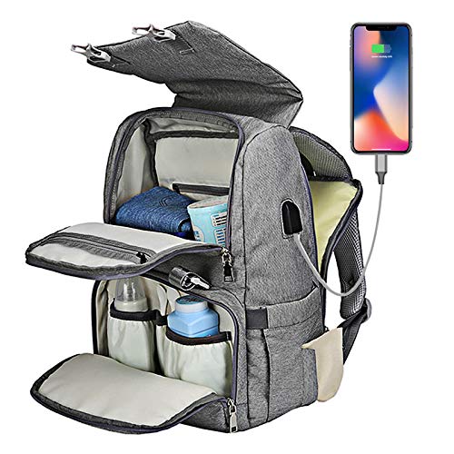 Places & Spaces Diaper Bag Backpack with USB Charging Port for Mom & Dad